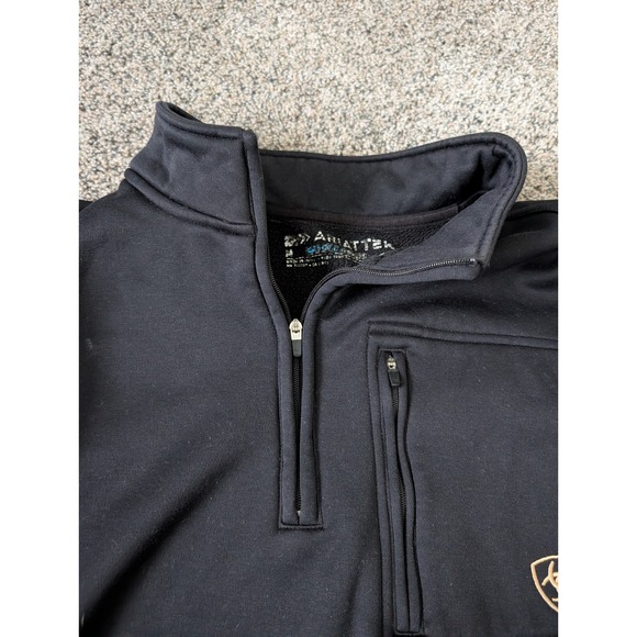 Ariat AriatTEK Womens Medium Black Gold Logo Quarter Zip Fleece Pullover Jacket - Picture 3 of 4